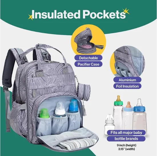 Sac à dos multifonction pliable pour maman, double bandoulière
